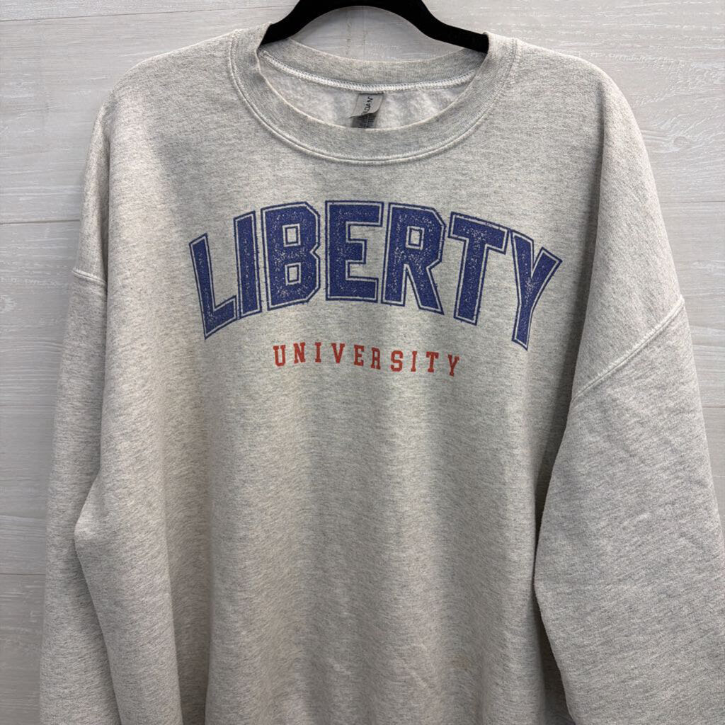 Gildan Grey Liberty University Crewneck Sweatshirt 2XL