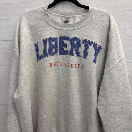 Gildan Grey Liberty University Crewneck Sweatshirt 2XL