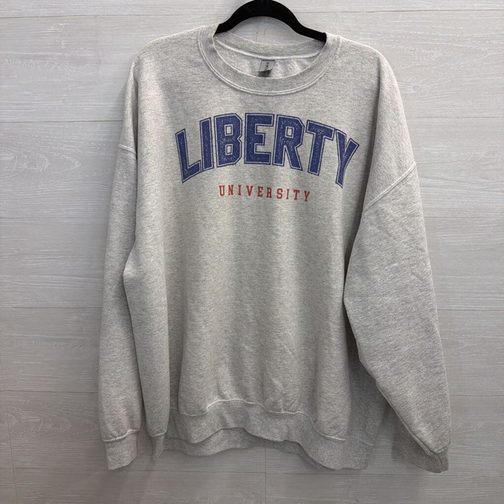 Gildan Grey Liberty University Crewneck Sweatshirt 2XL