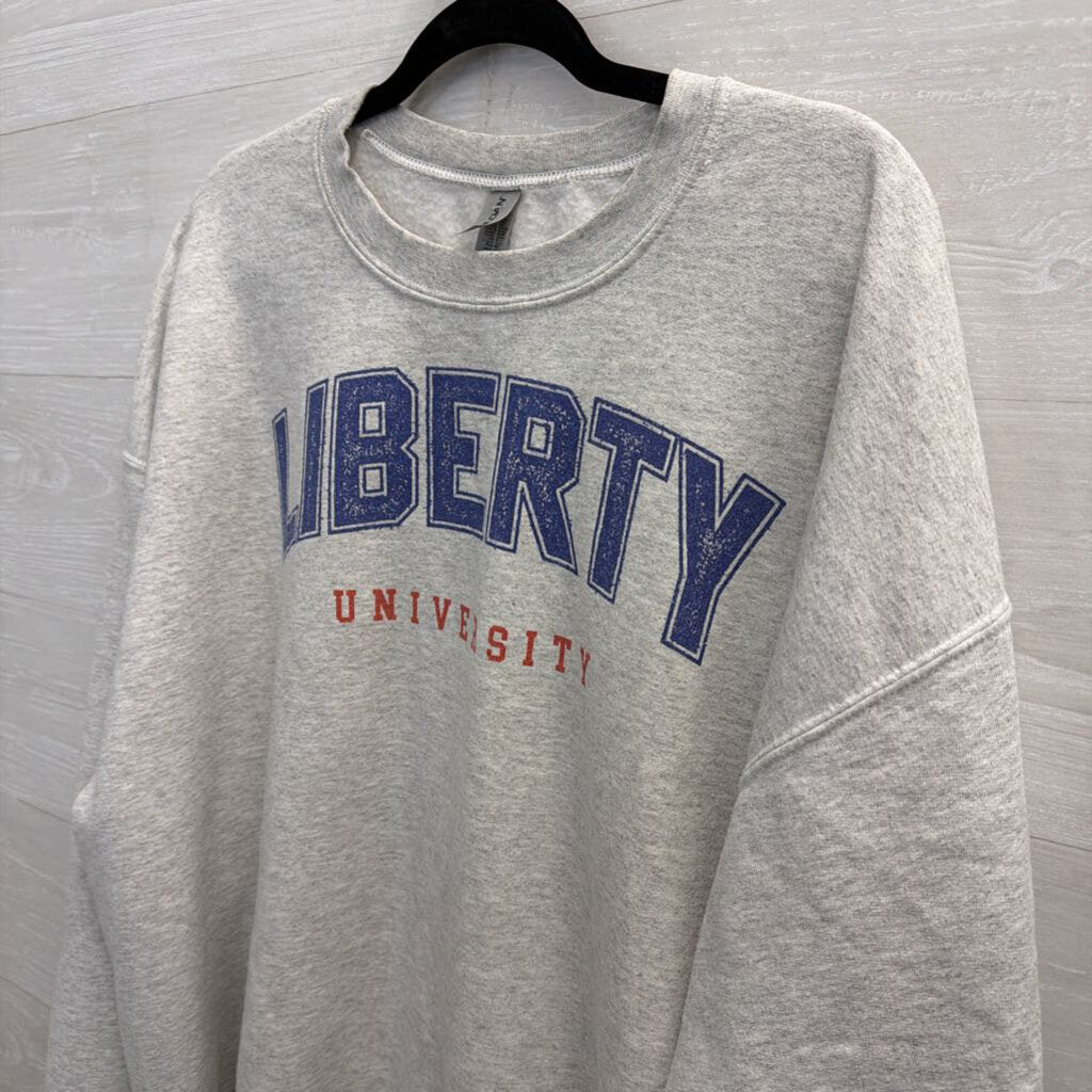 Gildan Grey Liberty University Crewneck Sweatshirt 2XL
