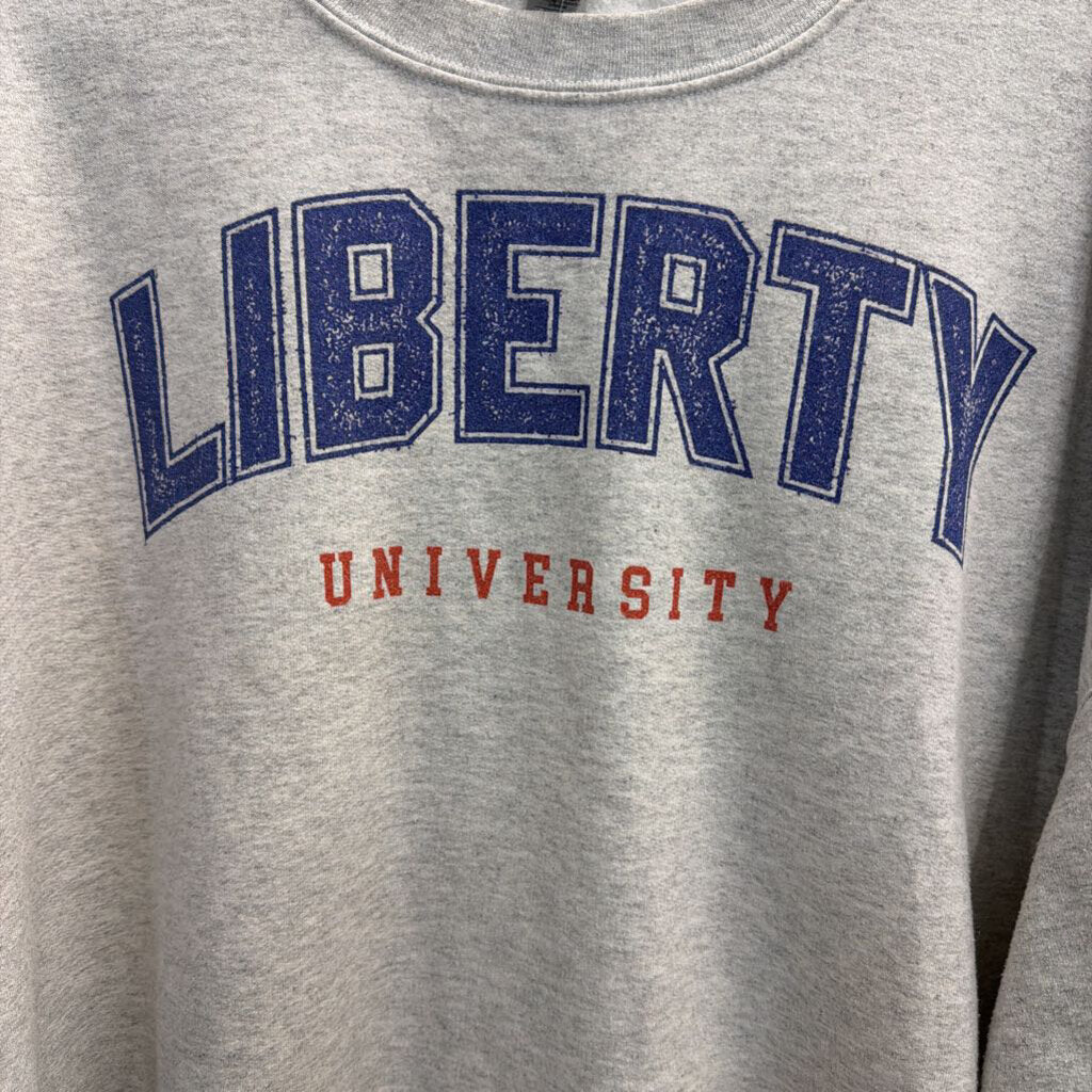 Gildan Grey Liberty University Crewneck Sweatshirt 2XL