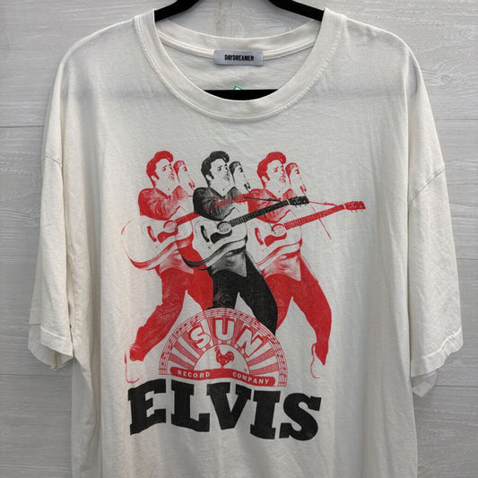 Day Dreamer White/ Multi Elvis Short Sleeve Graphic Tee Large