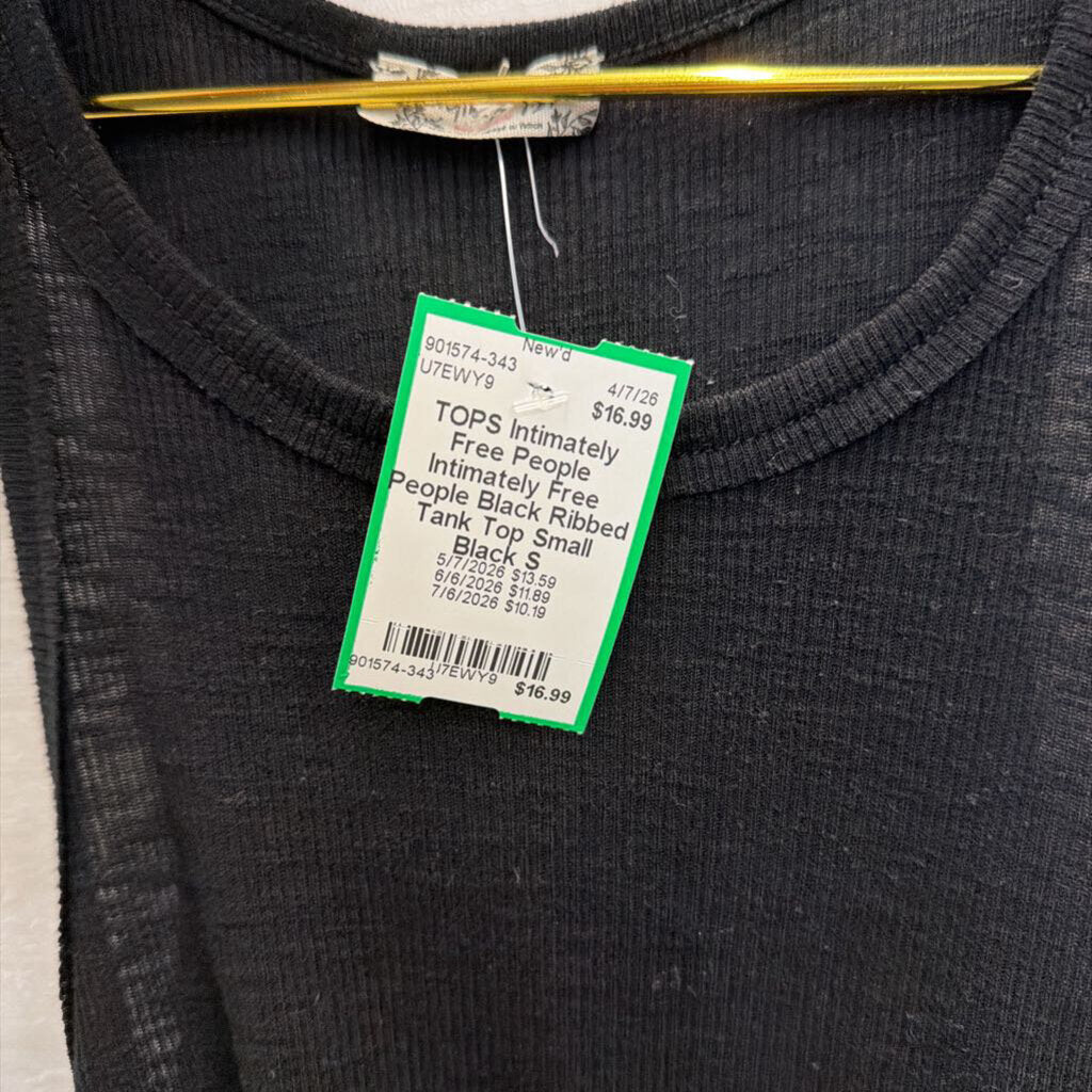 Intimately Free People Black Ribbed Tank Top Small