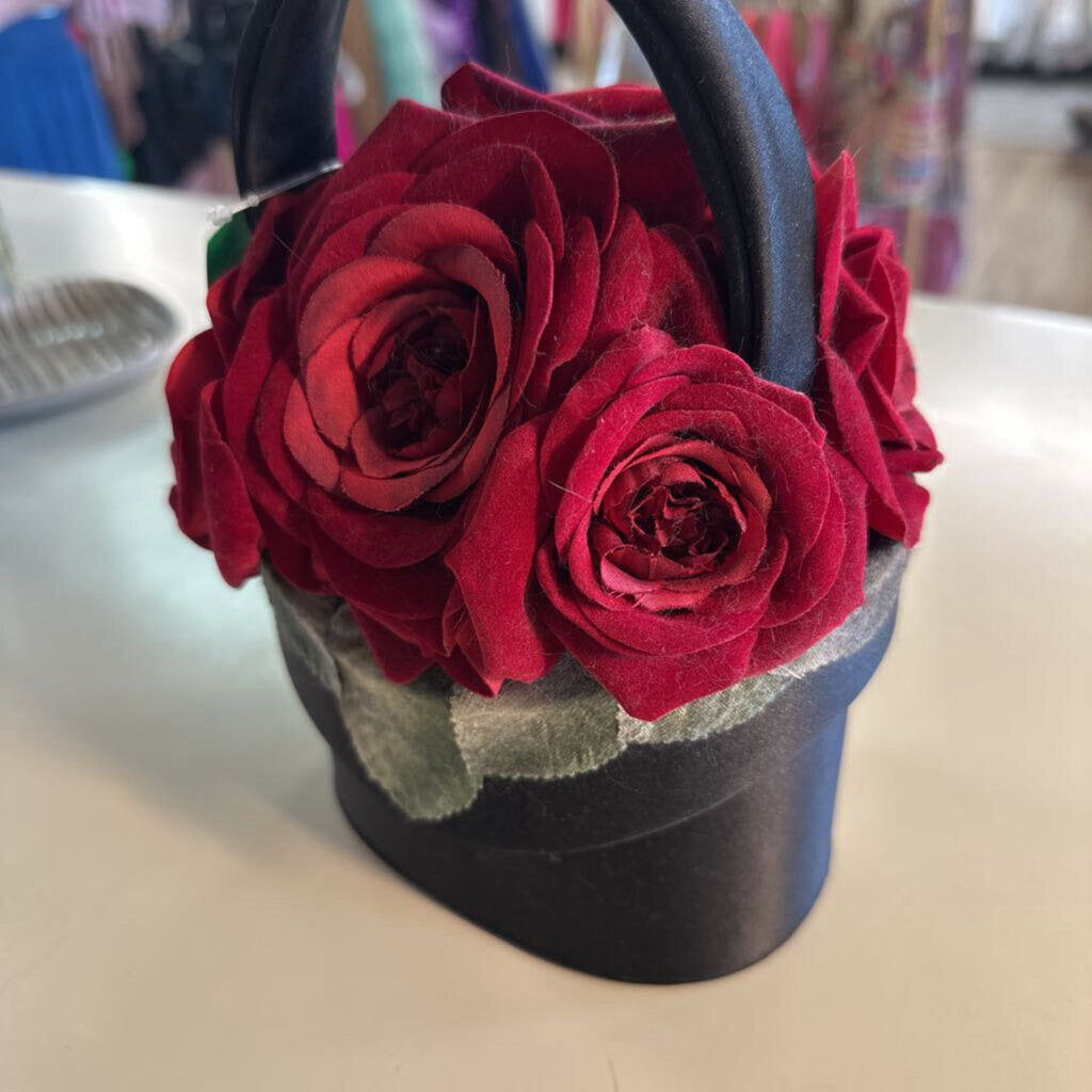 Little Birdy Black/ Red Rose Top Small Purse