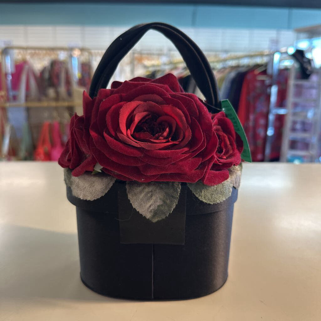 Little Birdy Black/ Red Rose Top Small Purse