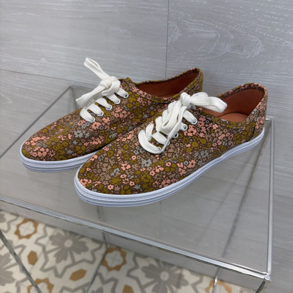 Brown/ Multi Floral Print Low Sneakers 8