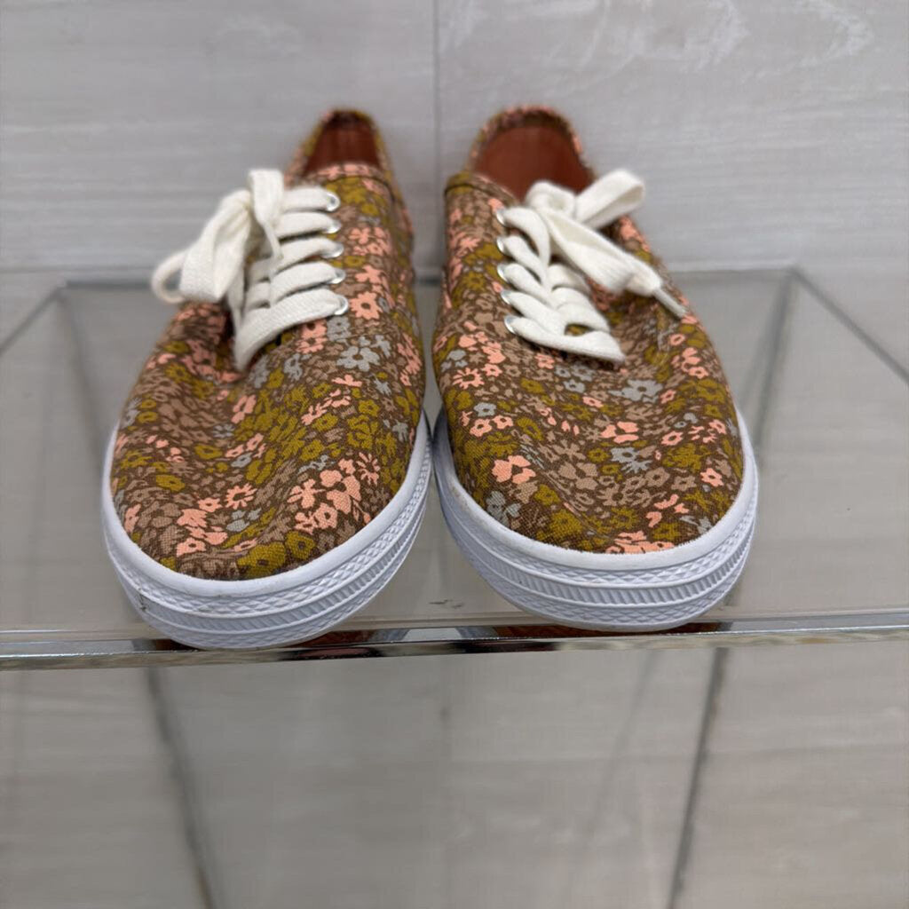 Brown/ Multi Floral Print Low Sneakers 8