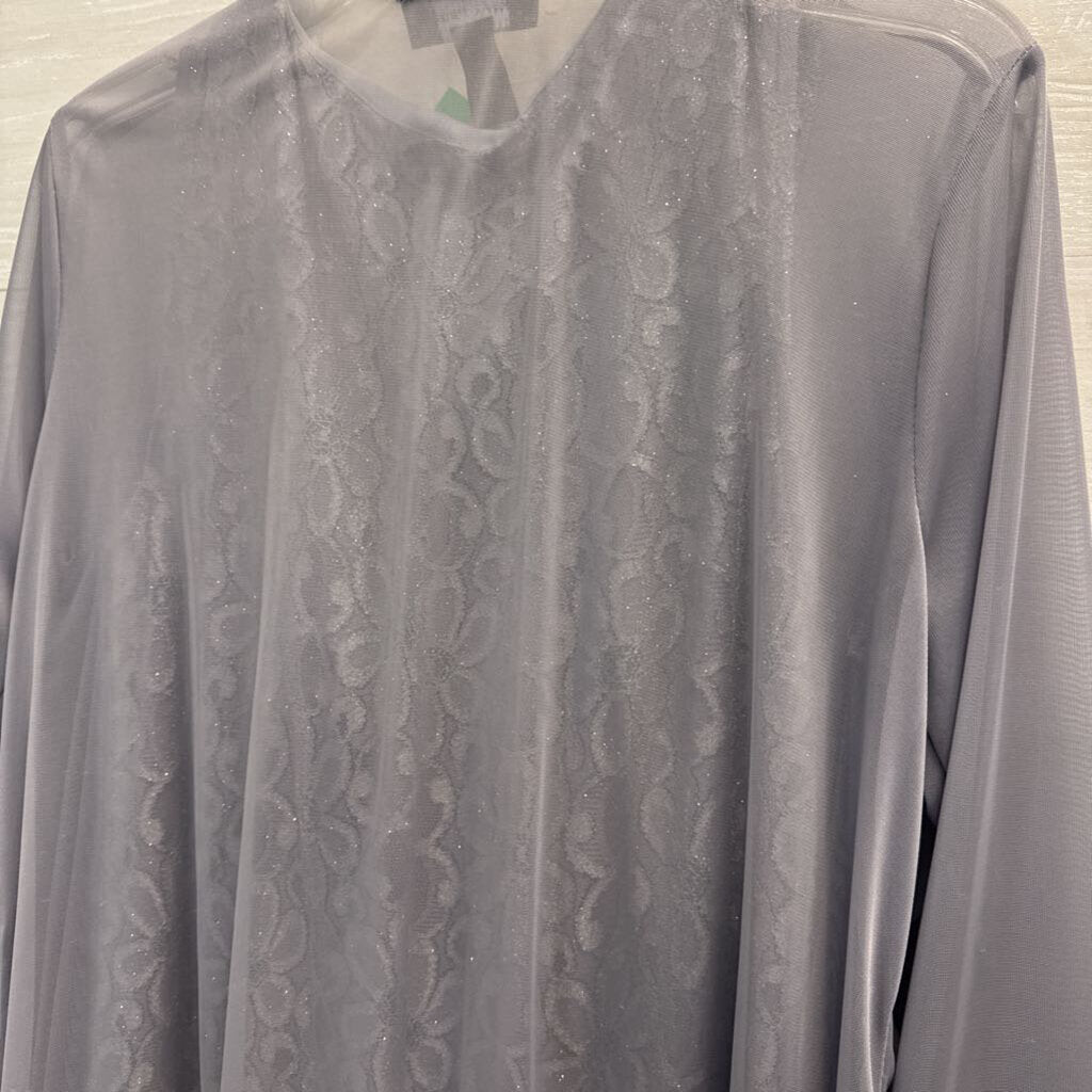R and M Richards Grey Lace Short Formal Dress With Jacket 12