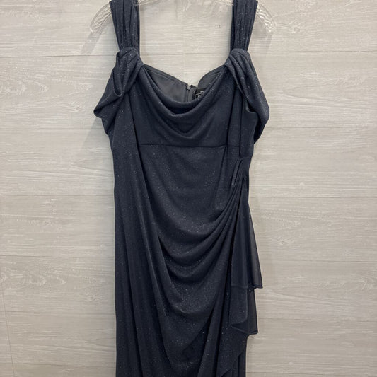 Alex Evenings Grey Shimmer Off Shoulder Long Formal Dress 16 Petite