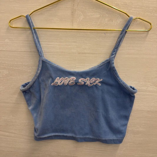 Rue 21 Blue Velvet Love Sick Cropped Tank Top Medium