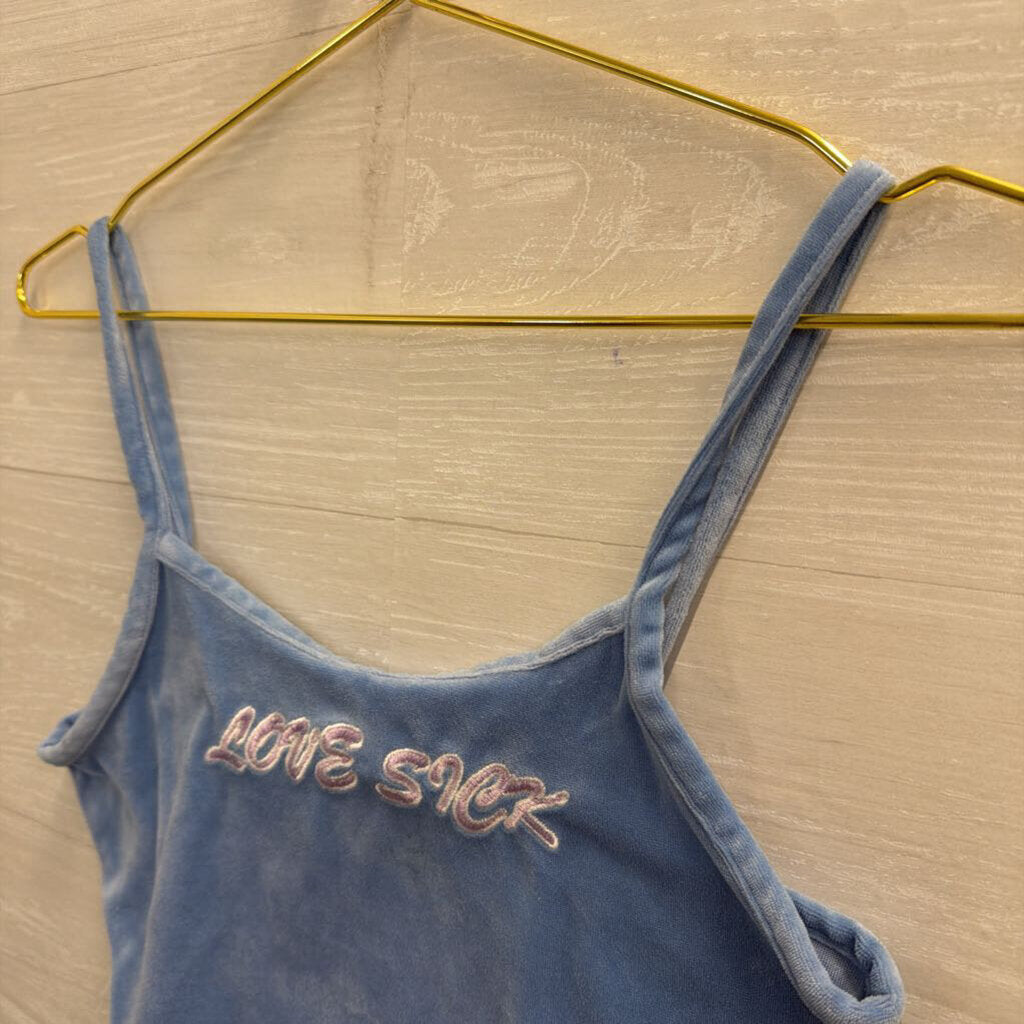 Rue 21 Blue Velvet Love Sick Cropped Tank Top Medium