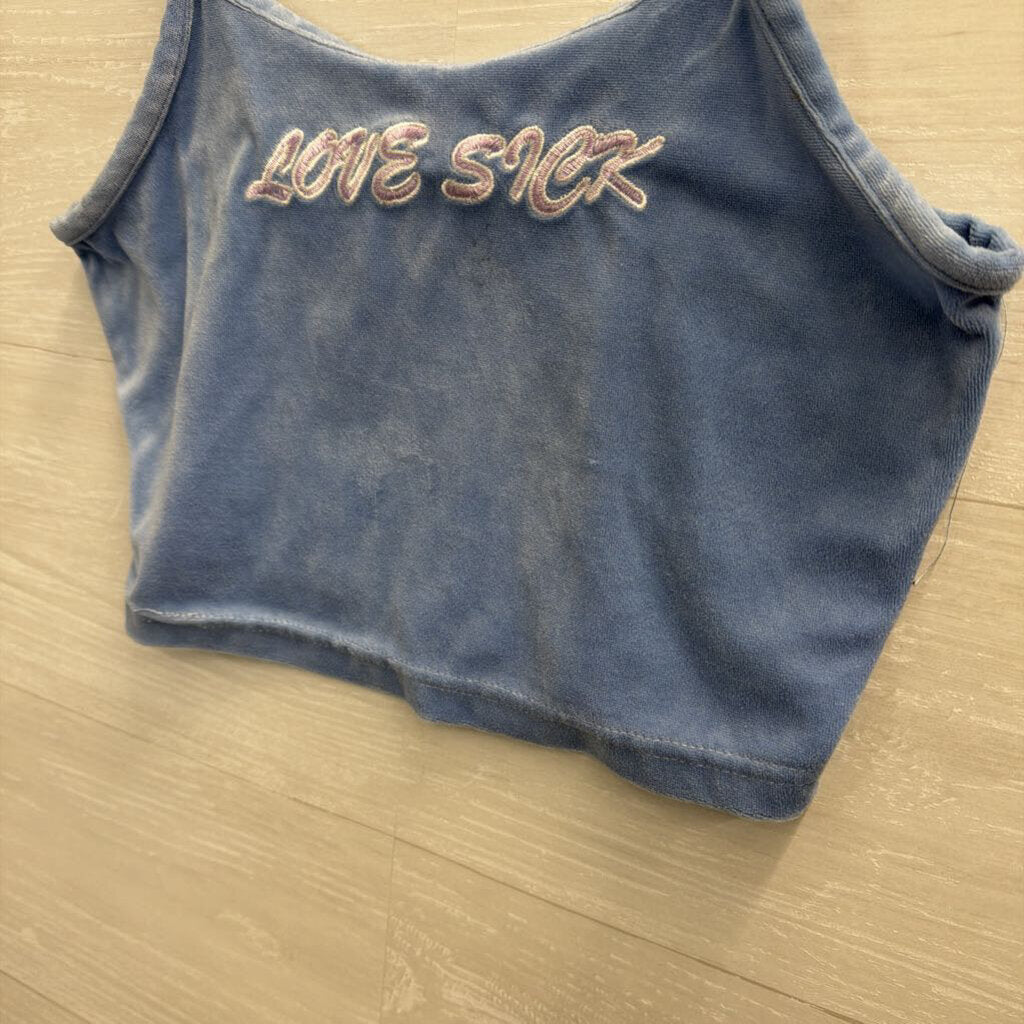 Rue 21 Blue Velvet Love Sick Cropped Tank Top Medium