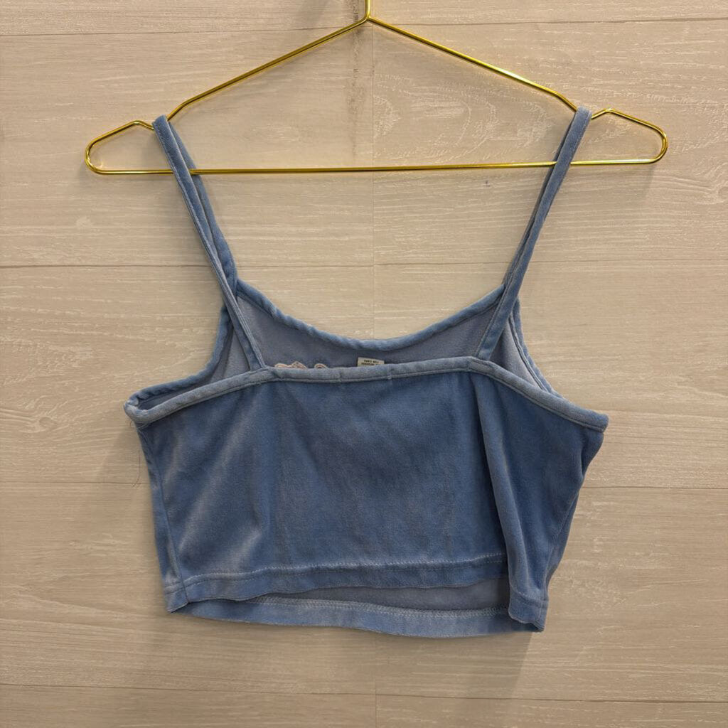 Rue 21 Blue Velvet Love Sick Cropped Tank Top Medium