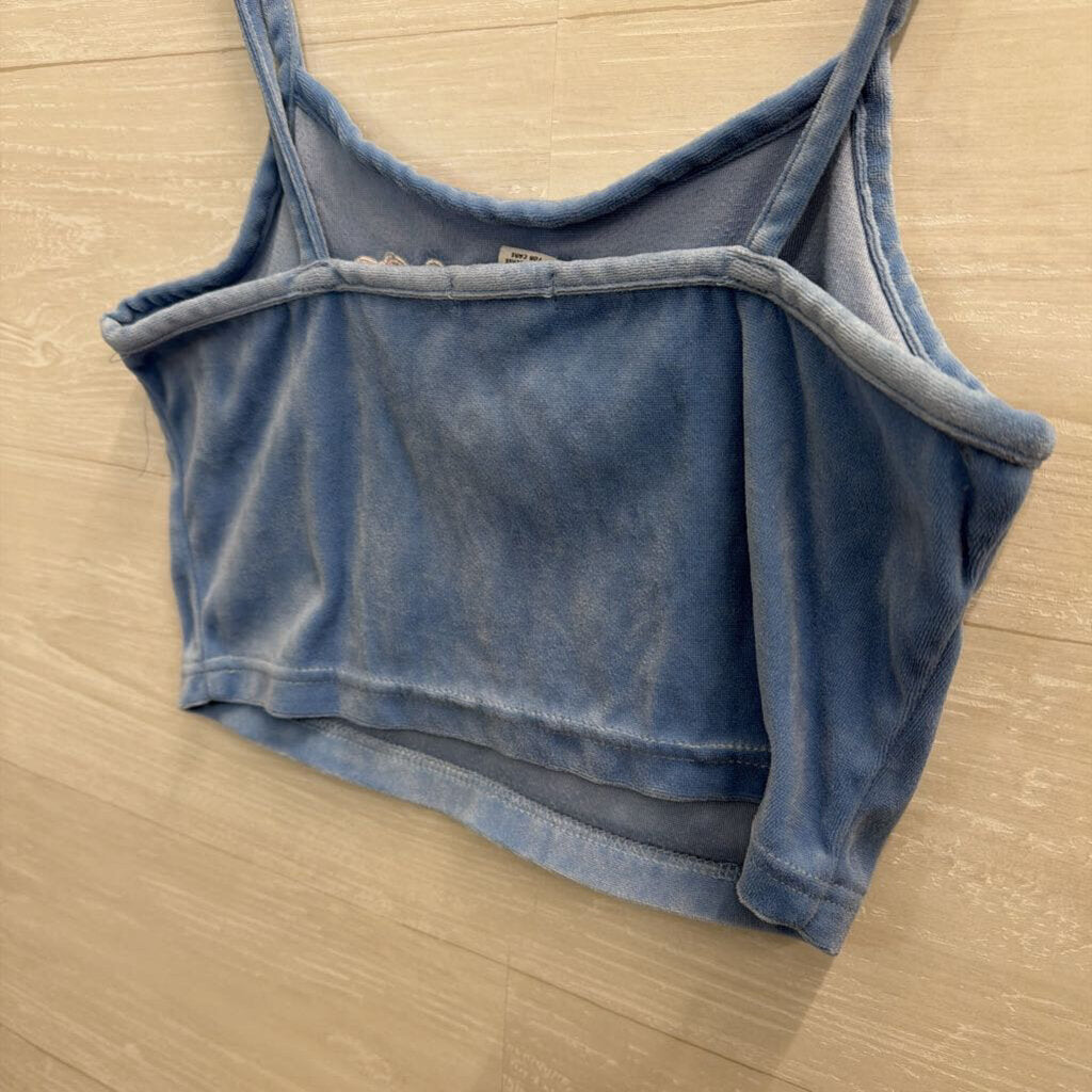 Rue 21 Blue Velvet Love Sick Cropped Tank Top Medium
