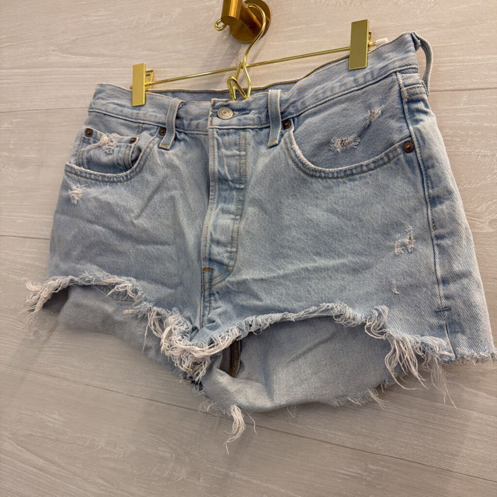 Levi Light Wash 501 Cutoff Denim Shorts 29