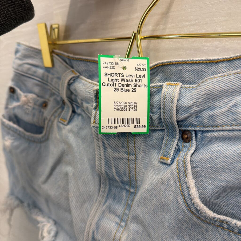 Levi Light Wash 501 Cutoff Denim Shorts 29