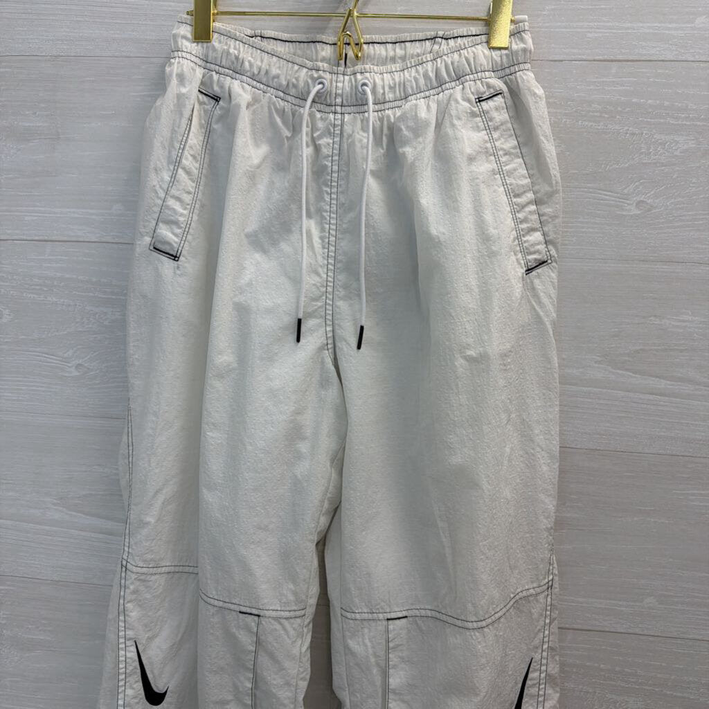 Nike White/ Black Loose High Waisted Parachute Pants Extra Small