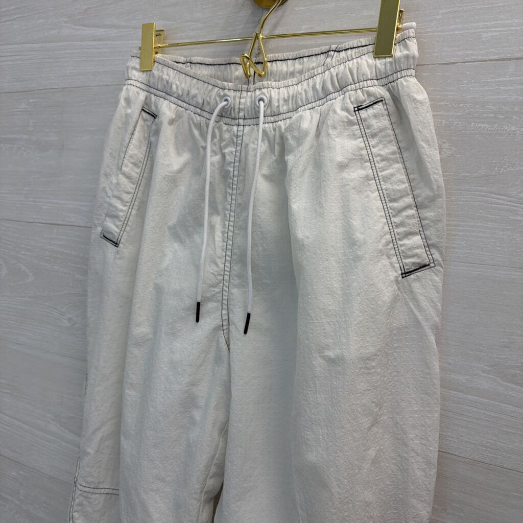 Nike White/ Black Loose High Waisted Parachute Pants Extra Small