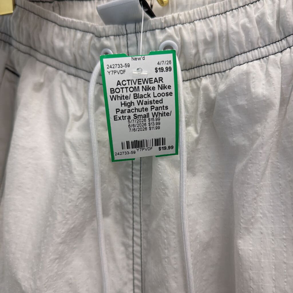 Nike White/ Black Loose High Waisted Parachute Pants Extra Small