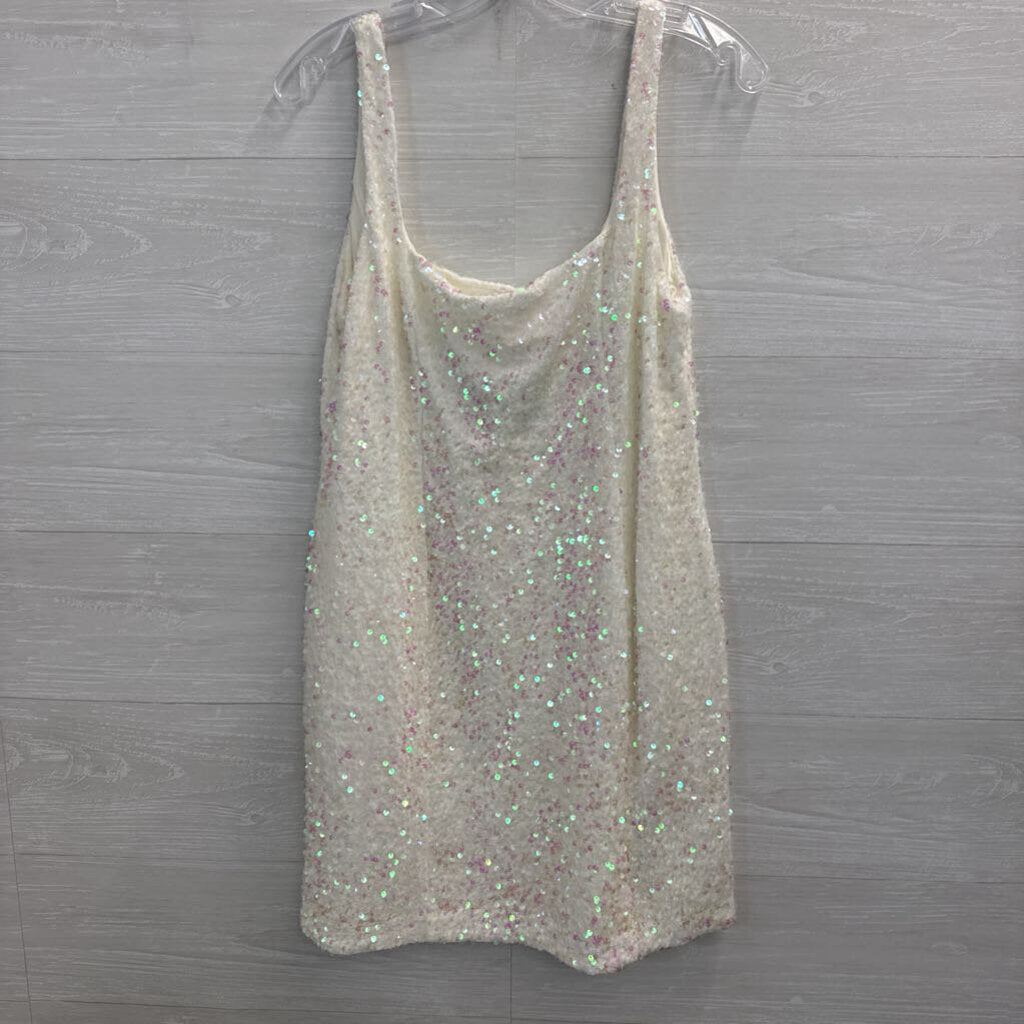 Show Me Your Mumu White Iridescent Sequin Short Formal Dress Extra Large
