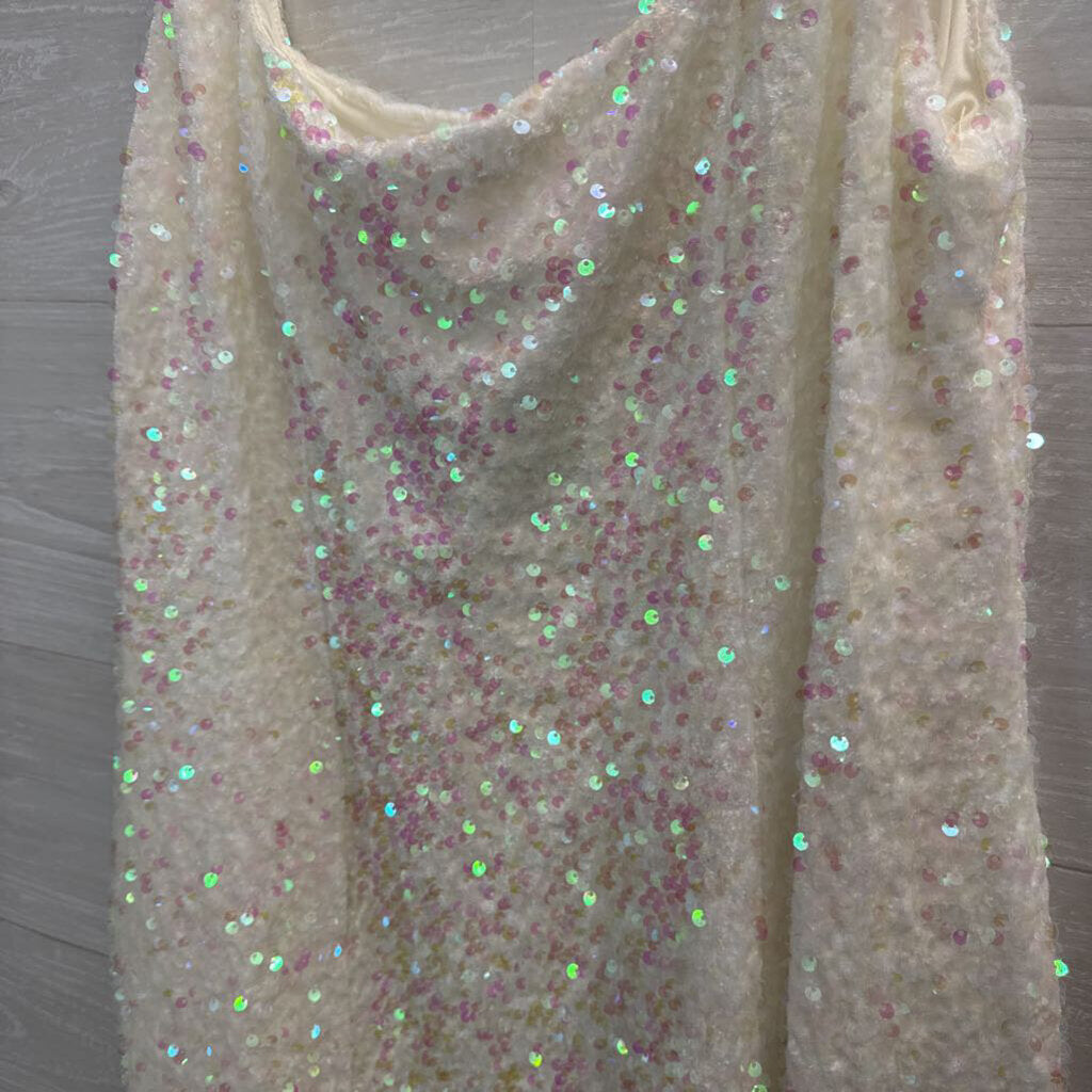 Show Me Your Mumu White Iridescent Sequin Short Formal Dress Extra Large