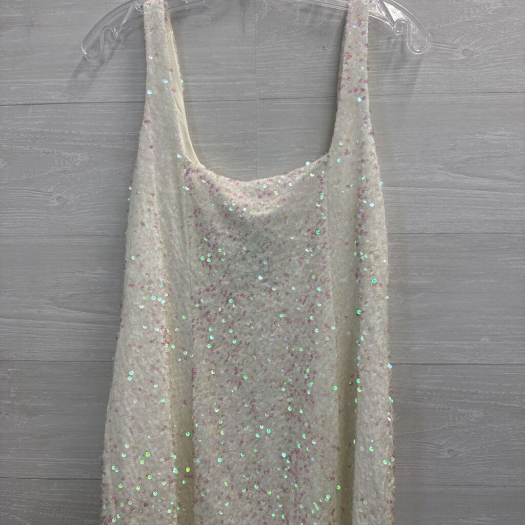 Show Me Your Mumu White Iridescent Sequin Short Formal Dress Extra Large