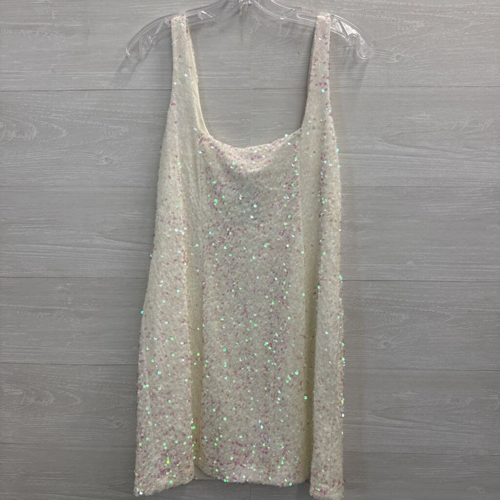 Show Me Your Mumu White Iridescent Sequin Short Formal Dress Extra Large