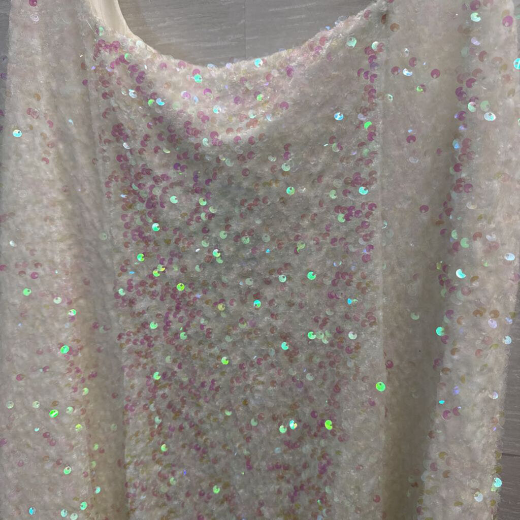 Show Me Your Mumu White Iridescent Sequin Short Formal Dress Extra Large