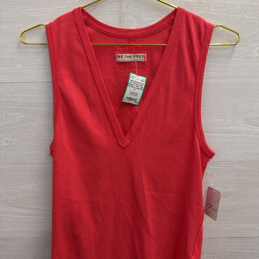 We The Free Pink Ribbed V Neck Tank Top Extra Large