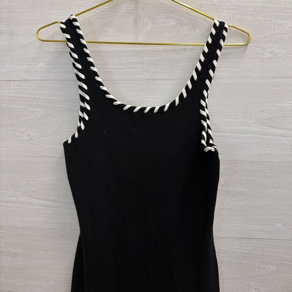 Fore Black/ White Strap Ribbed Tank Maxi Dress Extra Large