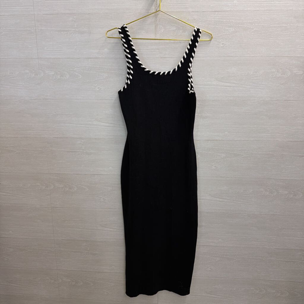Fore Black/ White Strap Ribbed Tank Maxi Dress Extra Large