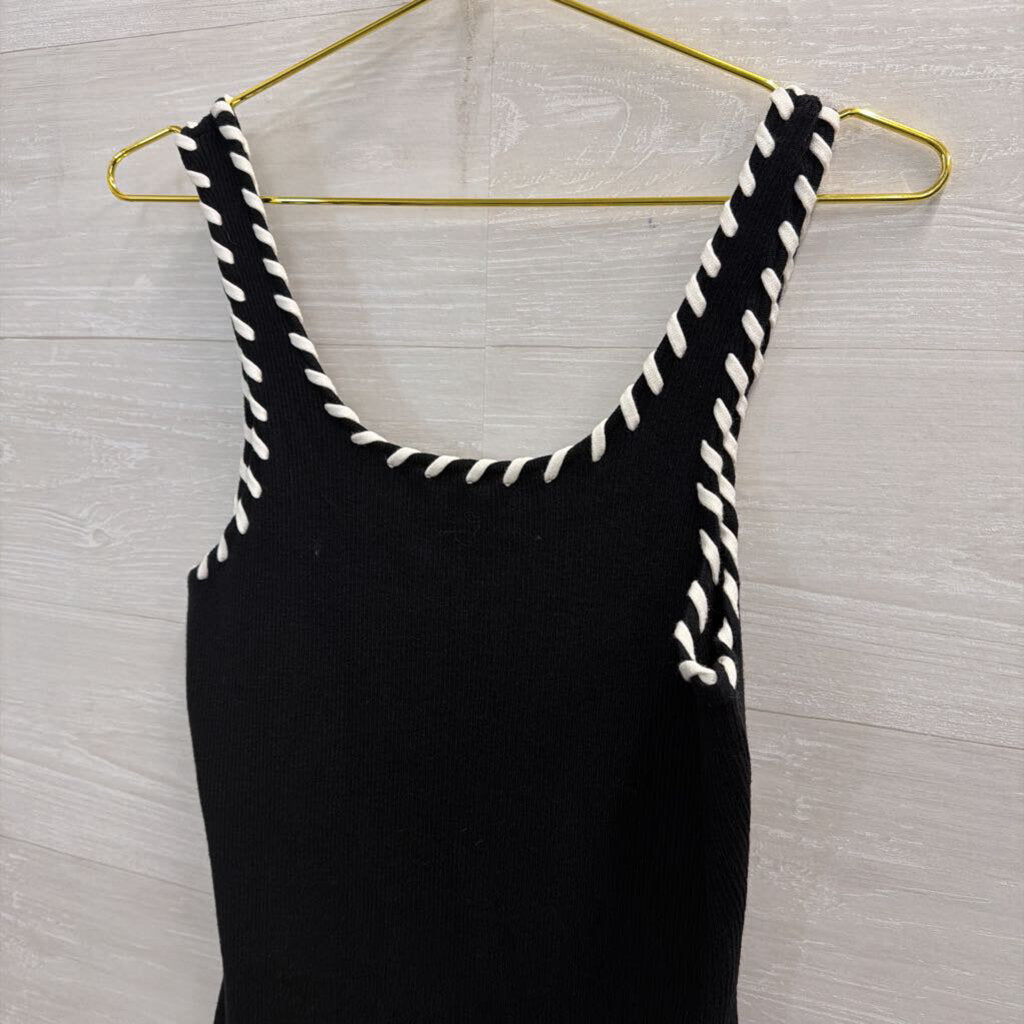 Fore Black/ White Strap Ribbed Tank Maxi Dress Extra Large