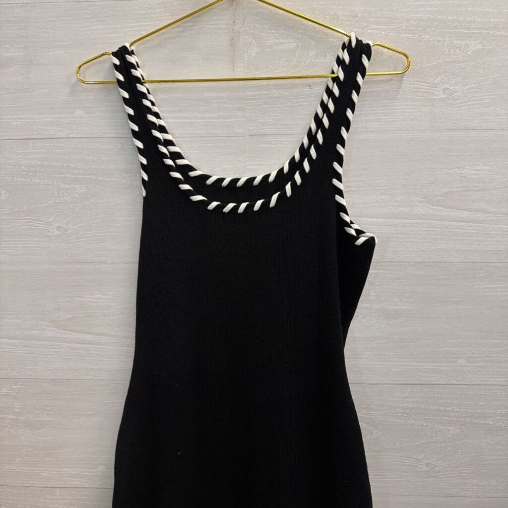 Fore Black/ White Strap Ribbed Tank Maxi Dress Extra Large