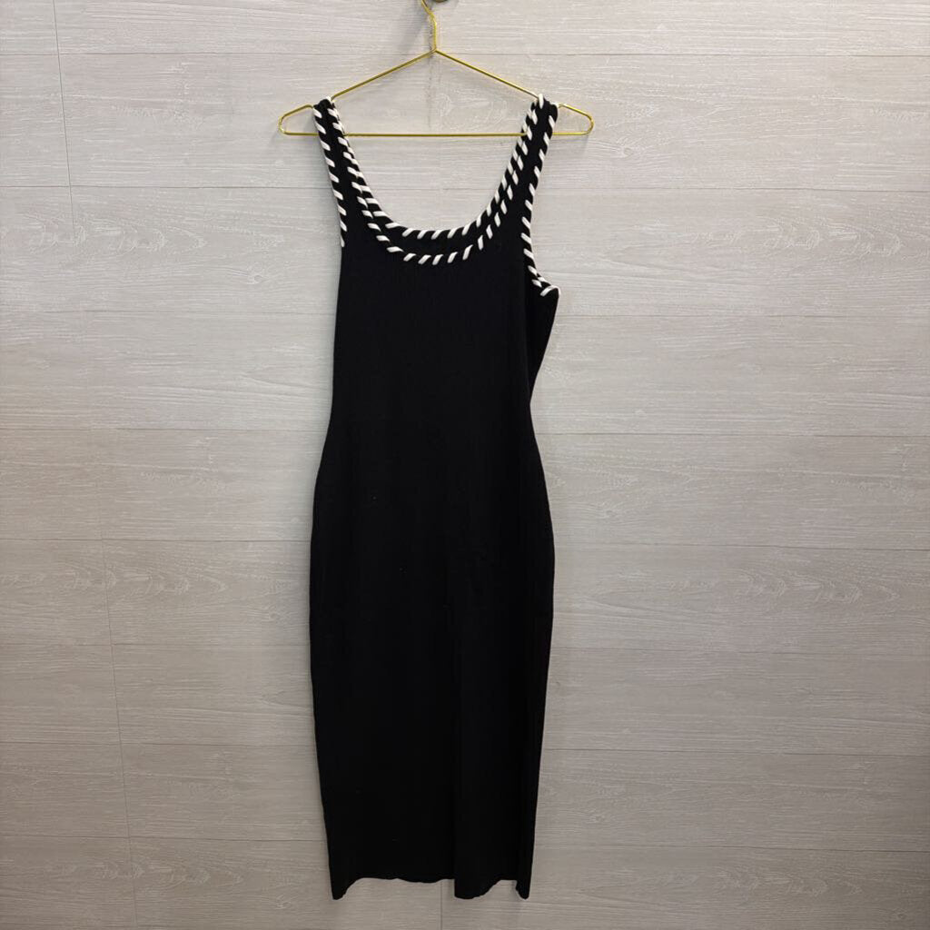 Fore Black/ White Strap Ribbed Tank Maxi Dress Extra Large