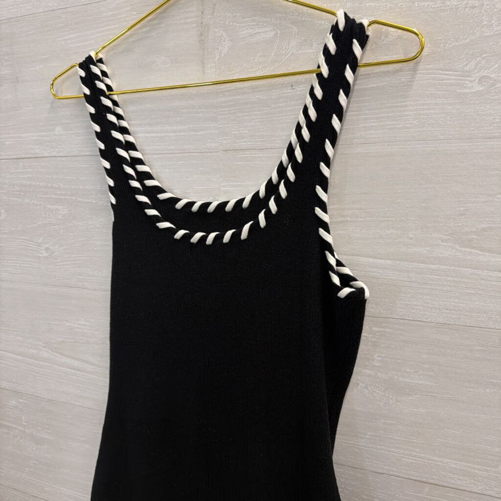 Fore Black/ White Strap Ribbed Tank Maxi Dress Extra Large