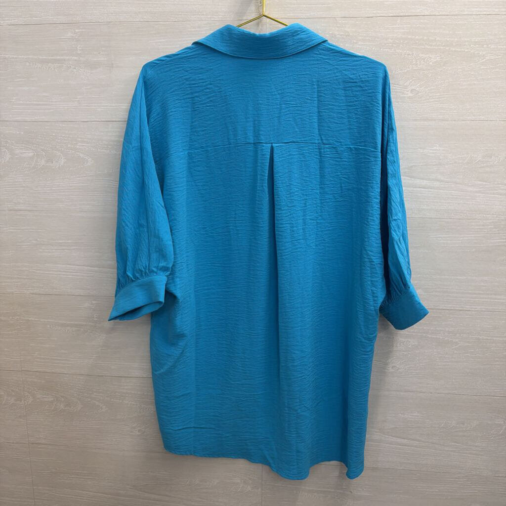 The Back Forty Blue Long Sleeve Button Down Top Small/ Medium