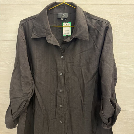 Vici Black Long Sleeve Button Down Top Large