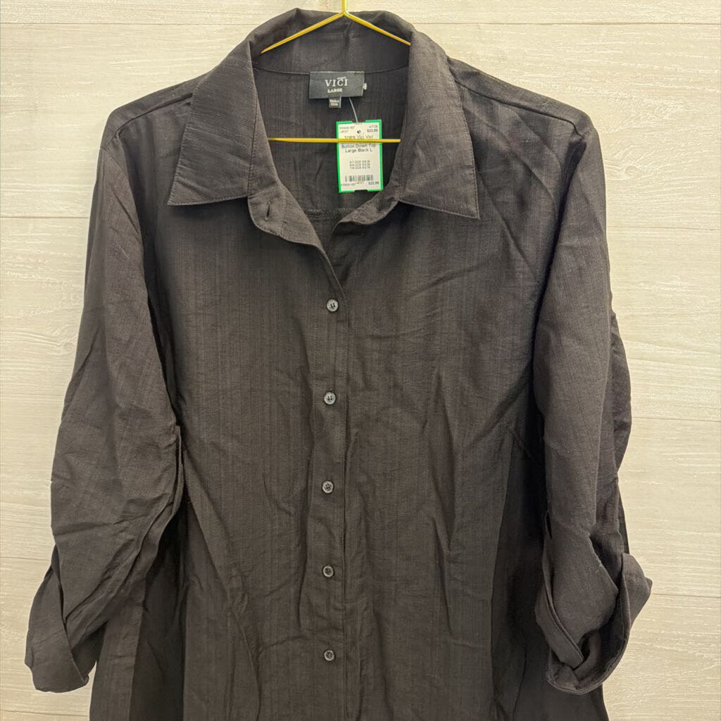 Vici Black Long Sleeve Button Down Top Large