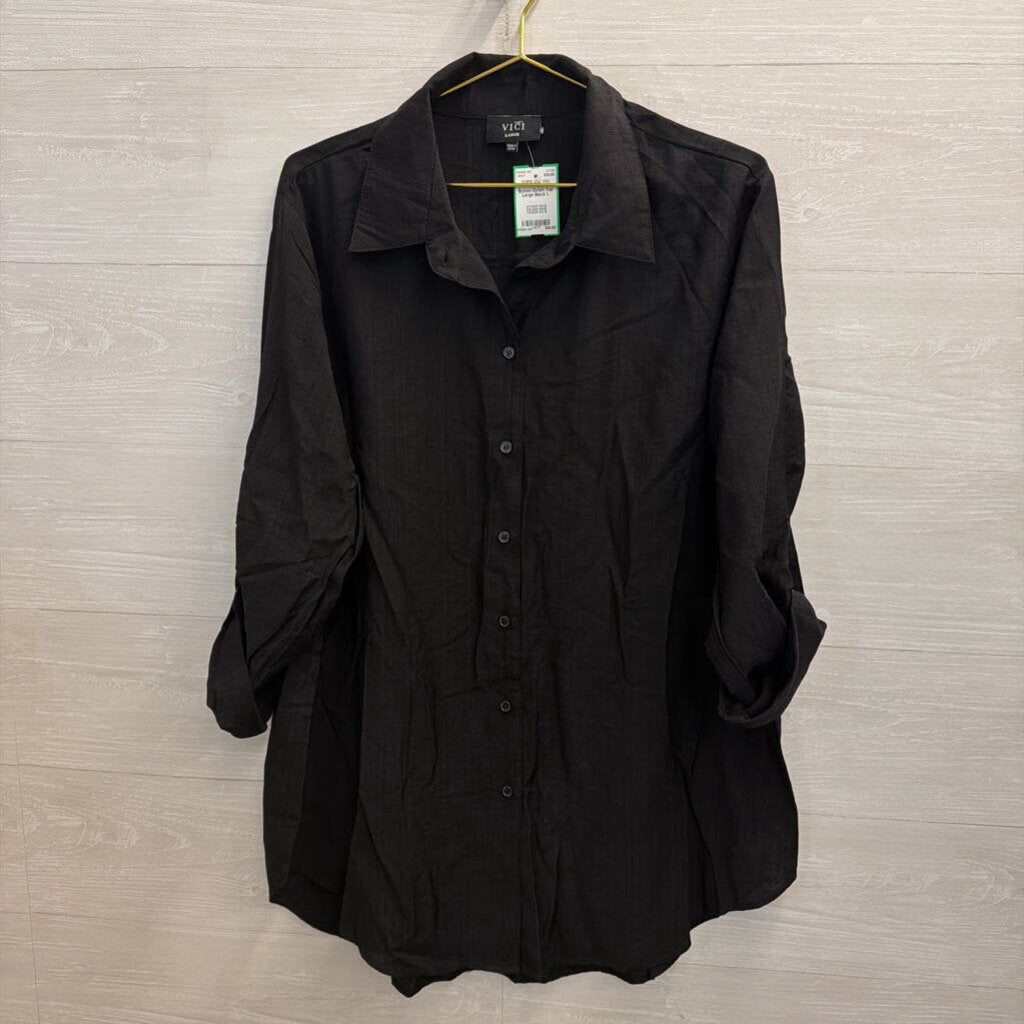 Vici Black Long Sleeve Button Down Top Large