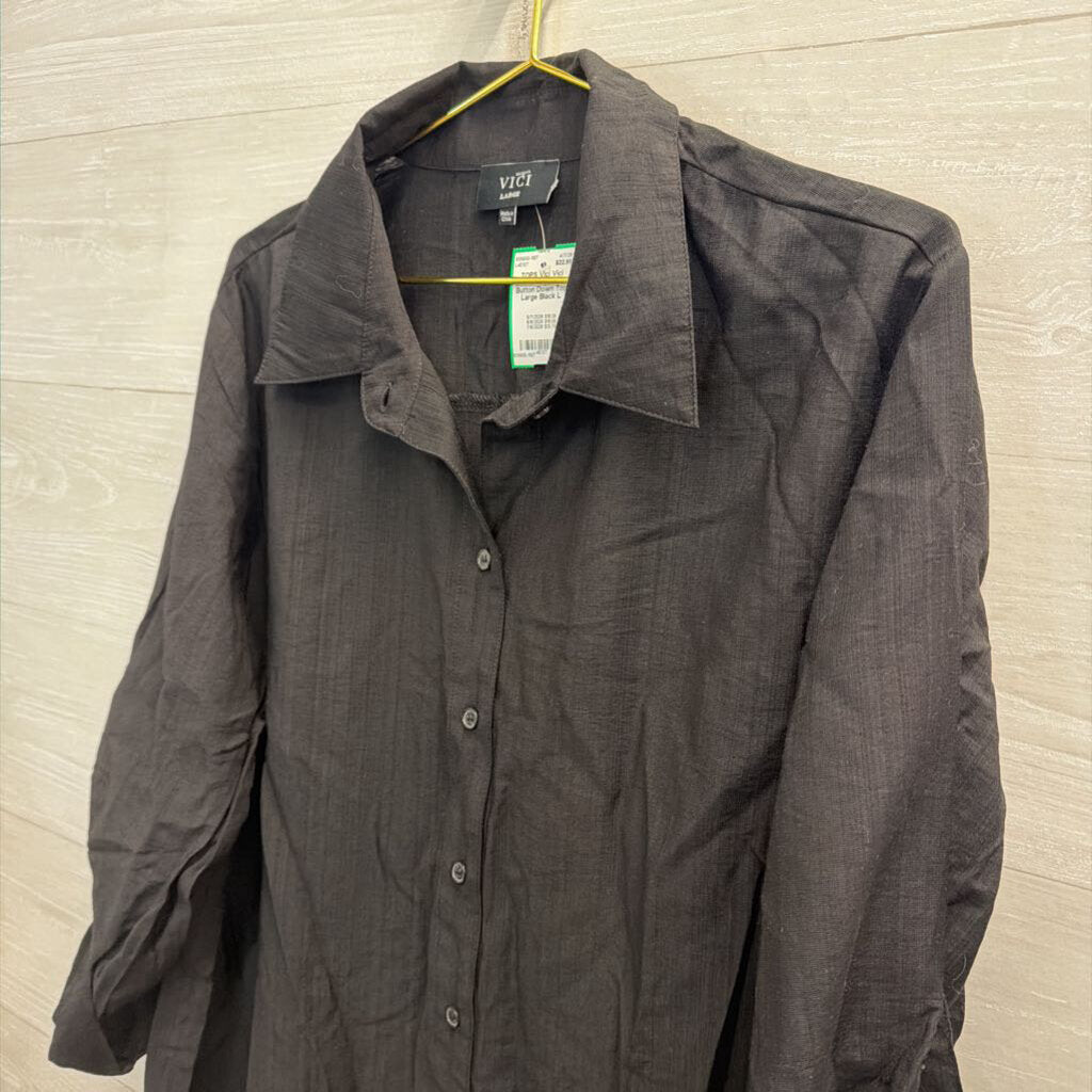 Vici Black Long Sleeve Button Down Top Large
