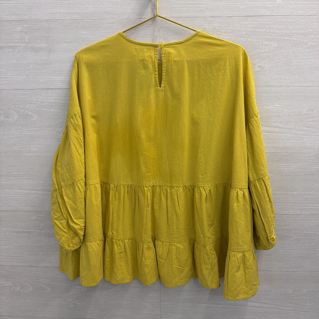 Mudpie Yellow Long Sleeve Top Large