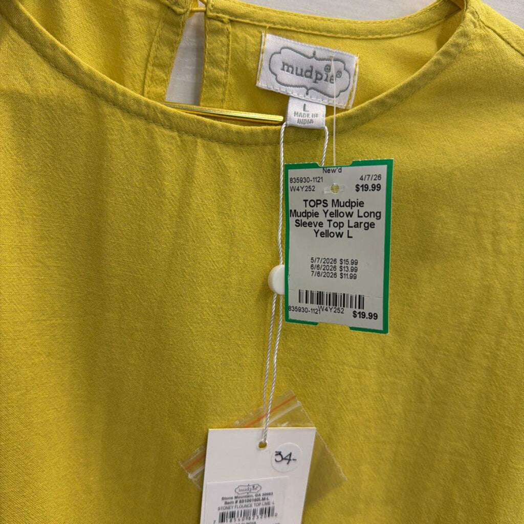 Mudpie Yellow Long Sleeve Top Large