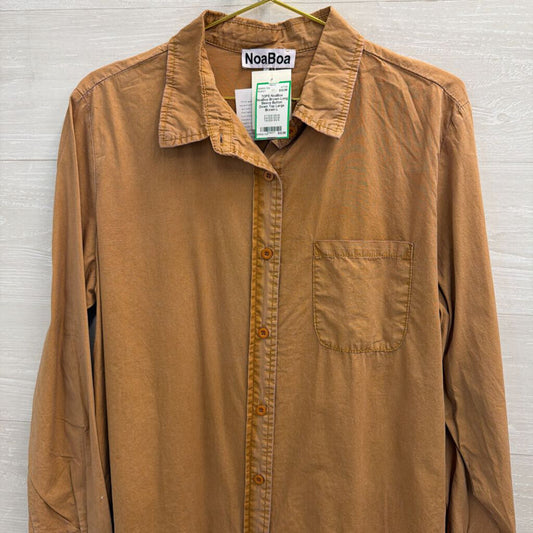 NoaBoa Brown Long Sleeve Button Down Top Large