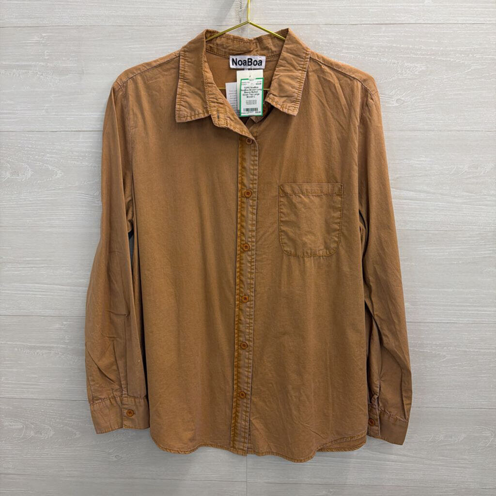 NoaBoa Brown Long Sleeve Button Down Top Large