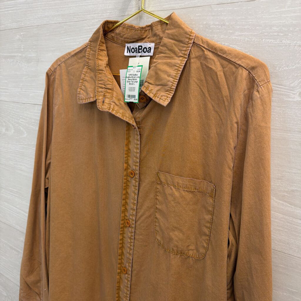 NoaBoa Brown Long Sleeve Button Down Top Large