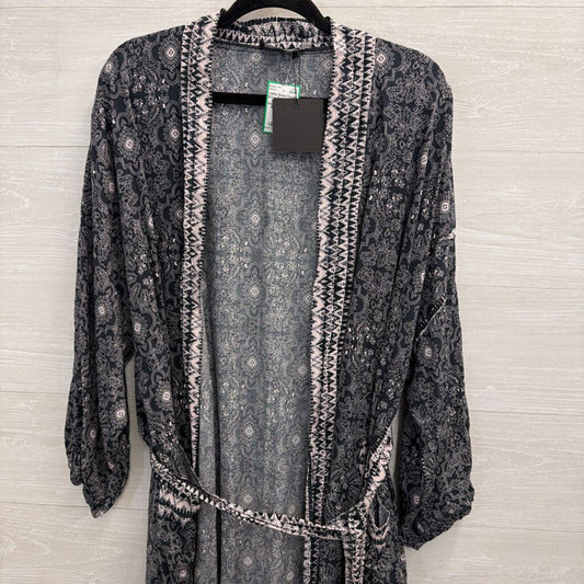 Dress Forum Black/ Blush Print Tie Waist Duster Large