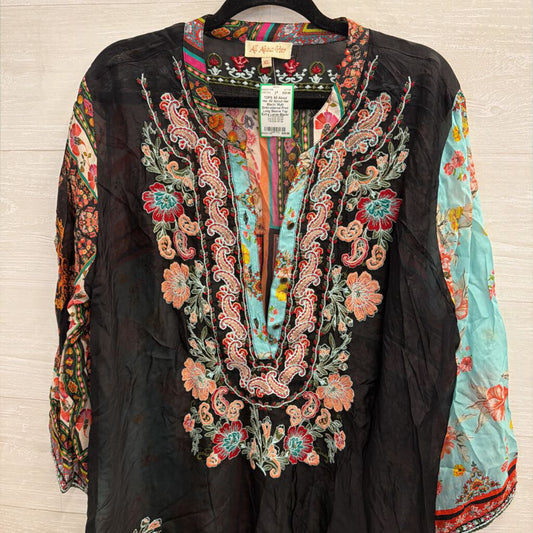 All About Her Black/ Multi Embroidered Print Long Sleeve Top Extra Large