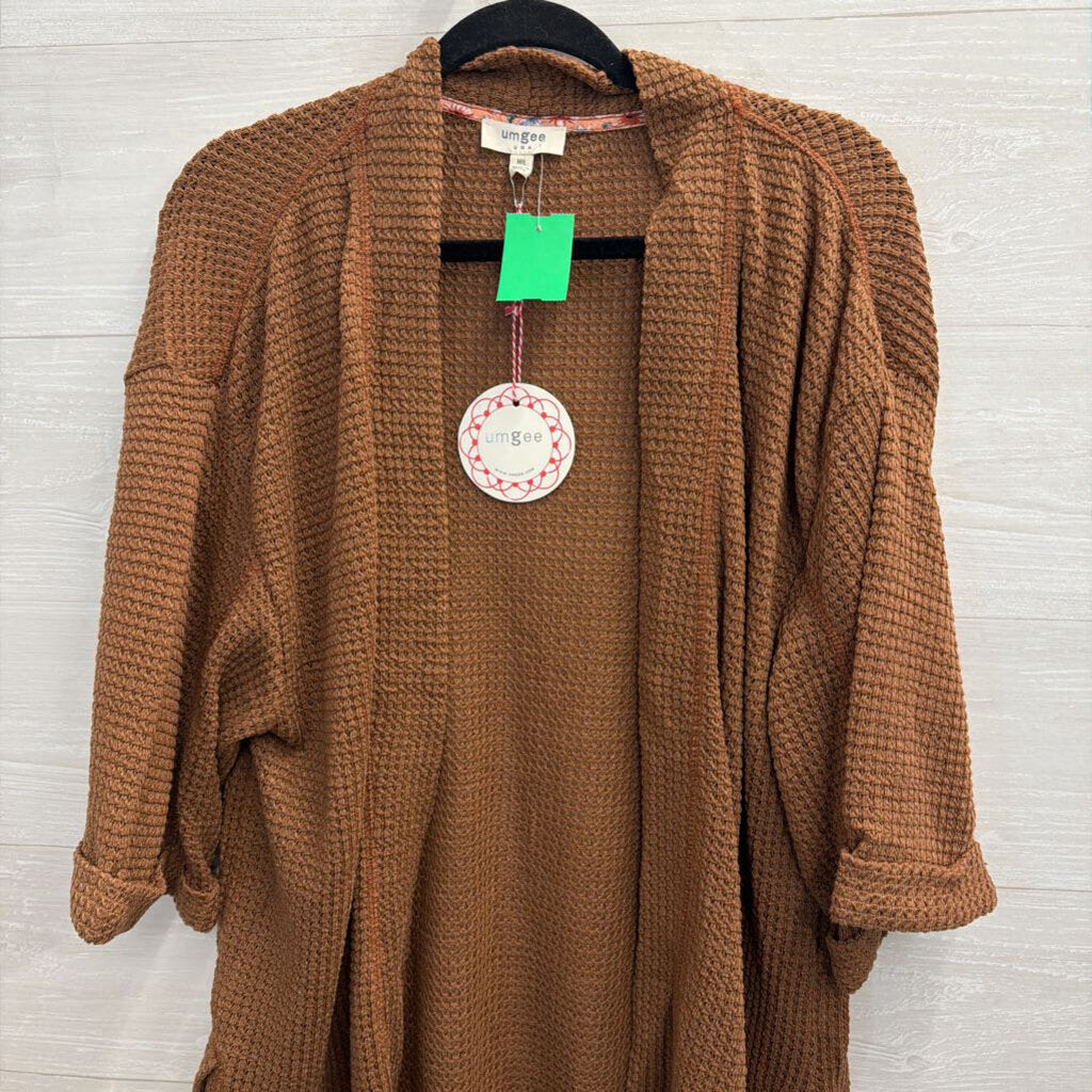 Umgee Brown Textured Open Front Top Medium/ Large