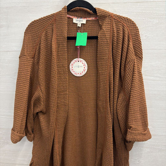 Umgee Brown Textured Open Front Top Medium/ Large