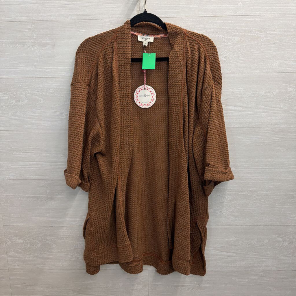 Umgee Brown Textured Open Front Top Medium/ Large